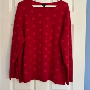 Talbots Plus Petite Women's Red Pure Cashmere-Dots Round Neck Sweater Size 3Xp